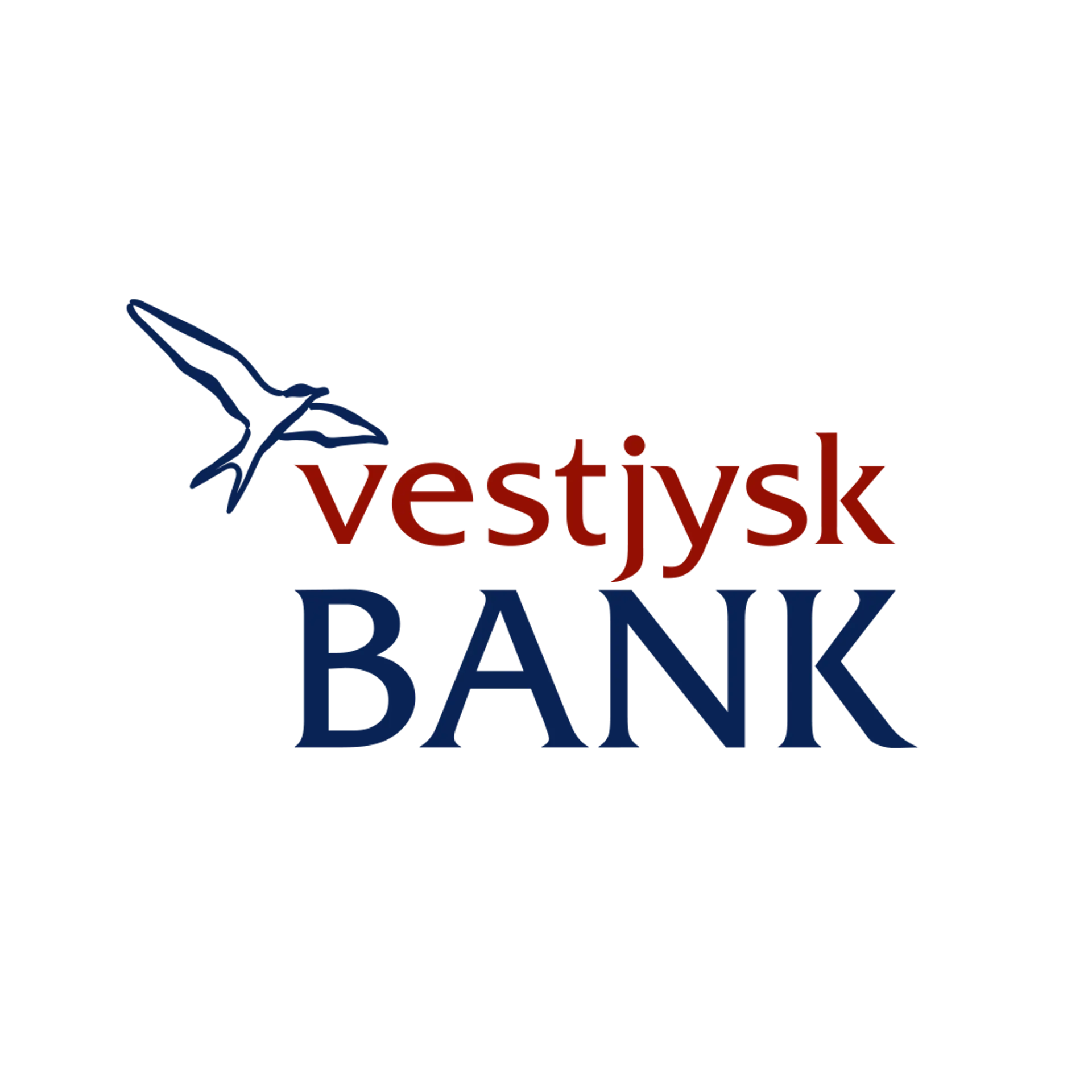 Vestjysk Bank logo med farverne rød og blå